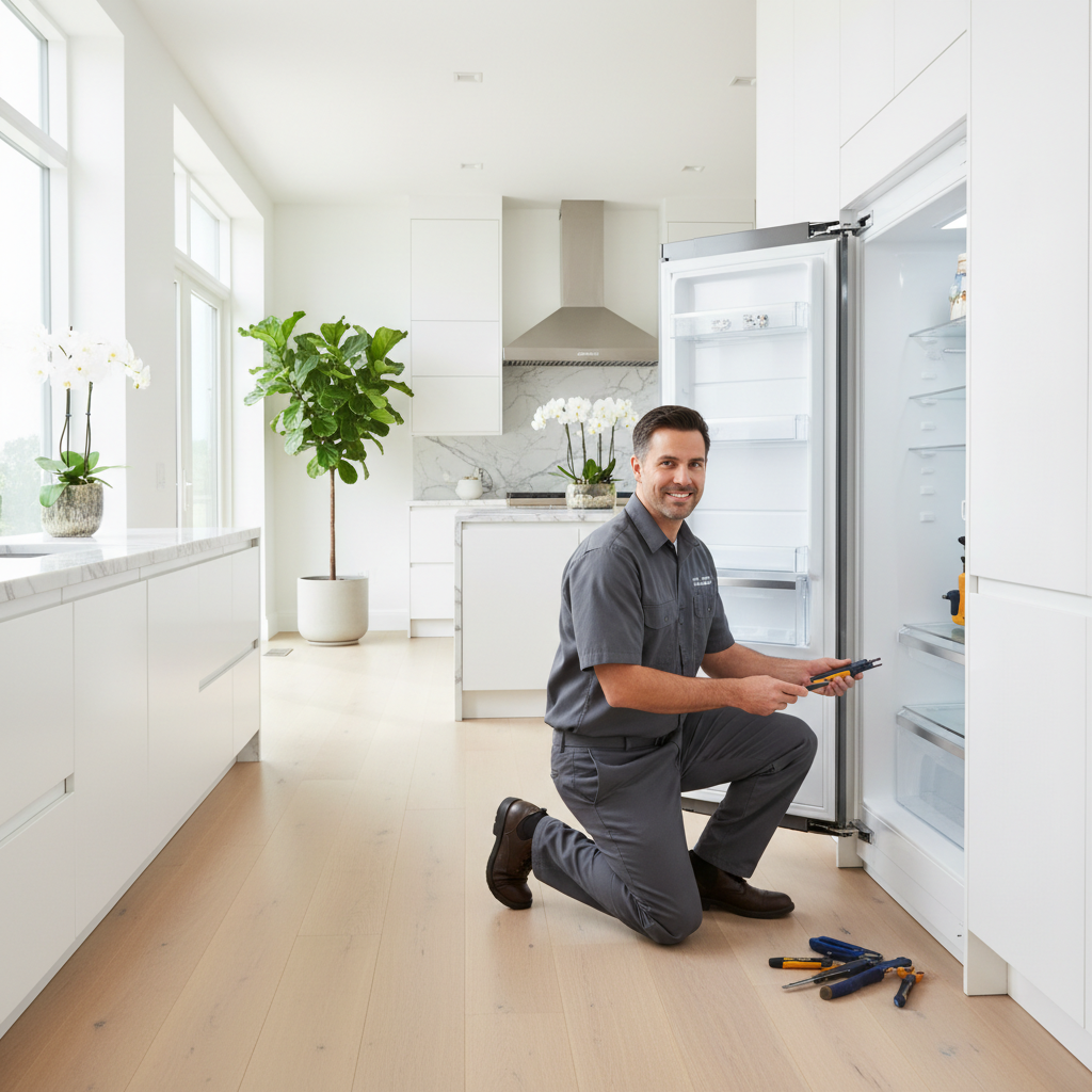 Professional appliance repair technician working